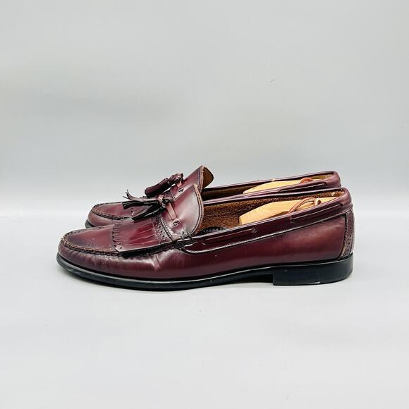 GH Bass & Co Shoes Mens 12 Red Leather Kiltie Tassel Loafers Slip On Vtg USA main image 4